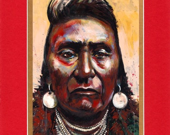 Chief Joseph - 8"x10" Double matted archival prints entirely made by Native American Artist Daniel Ramirez