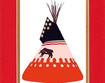 Bear Teepee - 8"x10" Double matted archival prints entirely made by Native American Artist Daniel Ramirez