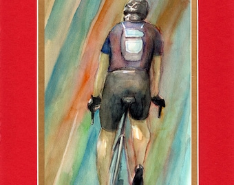 Cyclists of the Tour De France 01 - 8"x10" Double matted archival prints entirely made by Native American Artist Daniel Ramirez