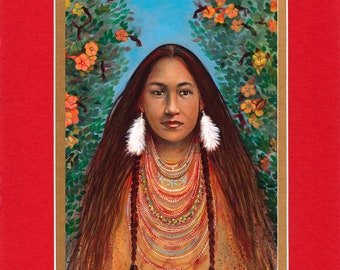Her Hummingbird Garden - 8"x10" Double matted archival prints entirely made by Native American Artist Daniel Ramirez