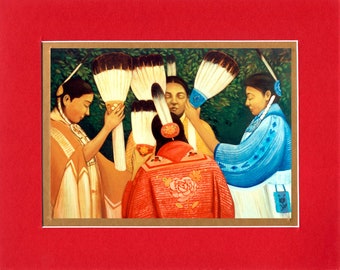 The Team Dance - 8"x10" Double matted archival prints made by Native American Artist Daniel Ramirez
