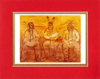 Three Young Chiefs - Double matted archival prints entirely made by Native American Artist Daniel Ramirez