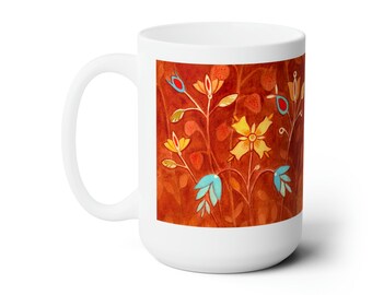 Autumn Woodland Floral Mug 15oz