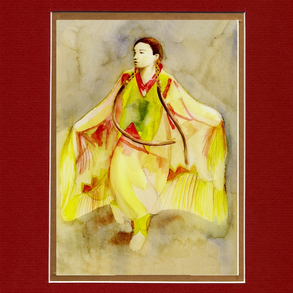 Fall Dancer - 8"x10" Double matted archival prints entirely made by Native American Artist Daniel Ramirez - Image Size 5"x7"
