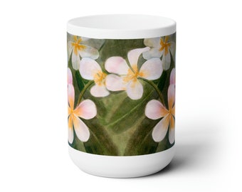 WHITE PLUMARIA - Ceramic Mug 15oz