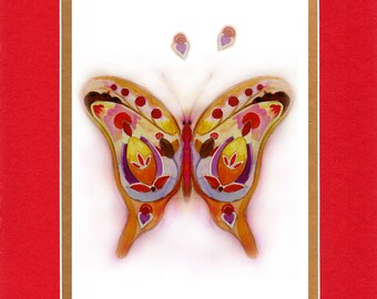First Summer Flower Butterfly - 8"x10" Double matted archival prints entirely made by Native American Artist Daniel Ramirez