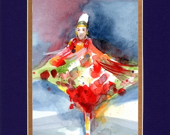 Abstract Butterfly Dancer - 8"x10" Double matted archival prints entirely made by Native American Artist Daniel Ramirez