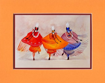 Three Sisters 2020- 8"x10" Double matted archival prints entirely made by Native American Artist Daniel Ramirez - Image Size 5"x7"