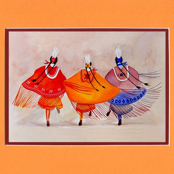 Three Sisters 2020- 8"x10" Double matted archival prints entirely made by Native American Artist Daniel Ramirez - Image Size 5"x7"