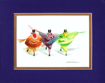 Horsy Green Shawl Dancers - 8"x10" Double matted archival prints entirely made by Native American Artist Daniel Ramirez