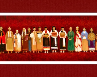 Women of Route 66 - The World's Longest Native American Painting- 10"x23" Matted Archival Print