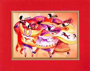 The Sisterhood Dance - 8"x10" Double matted archival prints entirely made by Native American Artist Daniel Ramirez