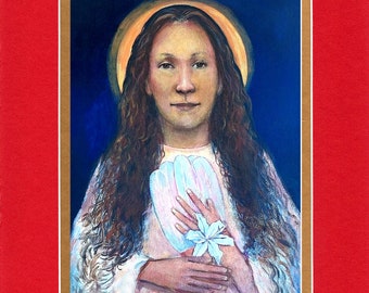 Saint Kateri Tekakwitha - 8"x10" Double matted archival prints entirely made by Native American Artist Daniel Ramirez
