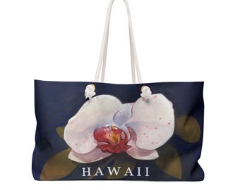 Hawaiian White Orchid Weekender Bag with types 02