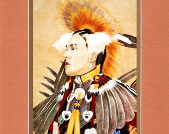3 Fires Dancer - 8"x10" Double matted archival prints entirely made by Native American Artist Daniel Ramirez