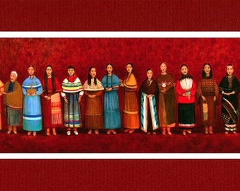 Women of Oklahoma- The World's Longest Native American Painting- 10"x23" Matted Archival Print