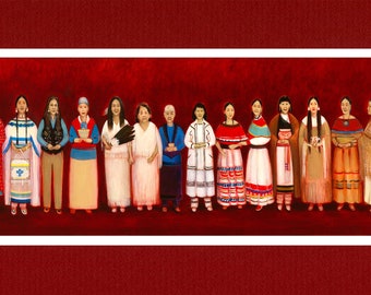 Circle Of Nations - The World's Longest Native American Painting- 10"x23" Matted Archival Print