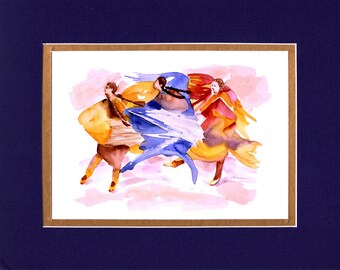 Three Girls - 8"x10" Double matted archival prints entirely made by Native American Artist Daniel Ramirez