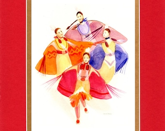 Four Sisters - Double matted archival prints entirely made by Native American Artist Daniel Ramirez