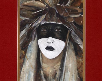 Fox Dancer - 8"x10" Double matted archival prints entirely made by Native American Artist Daniel Ramirez - Image Size 5"x7"