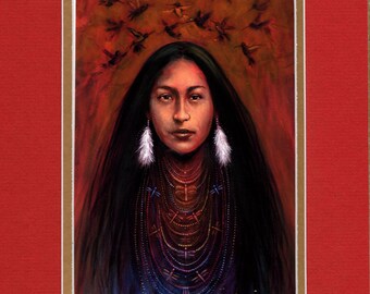 The Hummingbird Catcher - 8"x10" Double matted archival prints entirely made by Native American Artist Daniel Ramirez