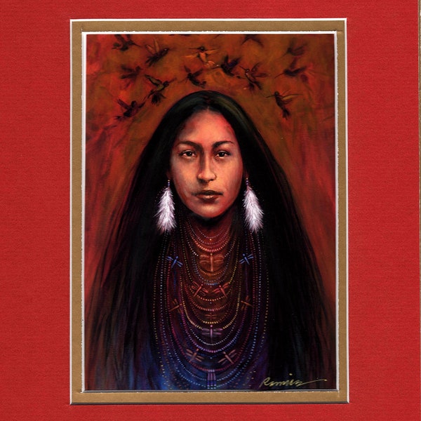 The Hummingbird Catcher - 8"x10" Double matted archival prints entirely made by Native American Artist Daniel Ramirez