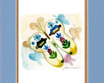 Floral Butterfly - Double matted archival prints entirely made by Native American Artist Daniel Ramirez