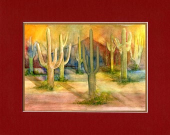 Desert Cactuses - 8"x10" Double matted archival prints entirely made by Native American Artist Daniel Ramirez