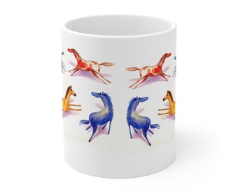 WILD HORSES SERIES - 5 Horses Dancing" - Ceramic Mug 11oz