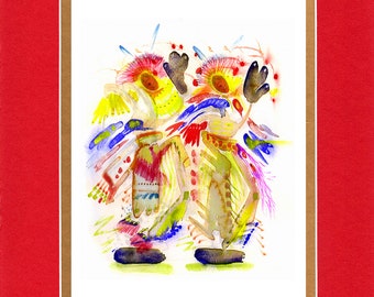 Twin Dancers - 8"x10" Double matted archival prints entirely made by Native American Artist Daniel Ramirez