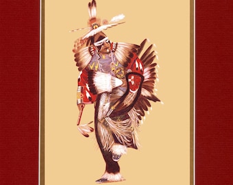 Wolf Dancer - 8"x10" Double matted archival prints entirely made by Native American Artist Daniel Ramirez