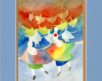 Rows of Shawl Dancers 2023 - 8"x10" Double matted archival prints entirely made by Native American Artist Daniel Ramirez - Image Size 5"x7"