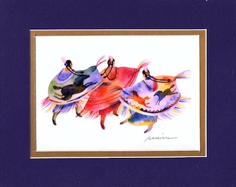 Horsy Shawl Dancer - 8"x10" Double matted archival prints entirely made by Native American Artist Daniel Ramirez