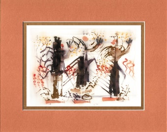 Abstract Dancers- Large Double matted archival prints 16"x20"  by Native American Artist Daniel Ramirez