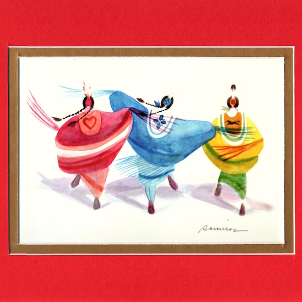 Stripe Shawl Dancer - 8"x10" Double matted archival prints entirely made by Native American Artist Daniel Ramirez