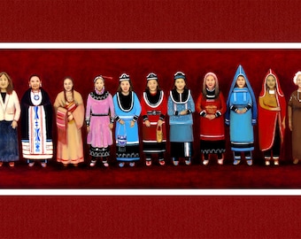 Indigenous Women of the Northeastern Nations - The World's Longest Native American Painting- 10"x23" Matted Archival Print