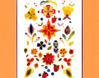 Eastern Floral - 8"x10" Double matted archival prints entirely made by Native American Artist Daniel Ramirez