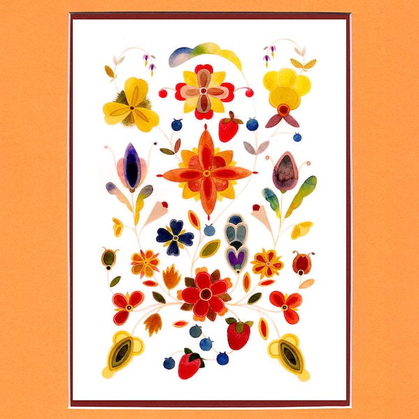 Eastern Floral - 8"x10" Double matted archival prints entirely made by Native American Artist Daniel Ramirez