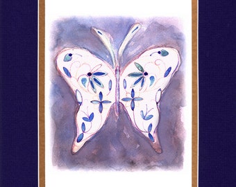 Blue Lace Butterfly - 8"x10" Double matted archival prints entirely made by Native American Artist Daniel Ramirez