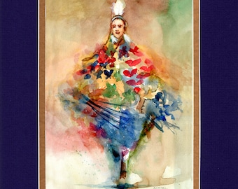 Abstract Butterfly Dancer 2021 - 8"x10" Double matted archival prints  by Native American Artist Daniel Ramirez - Image Size 5"x7"