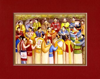 Our Community - 8"x10" Double matted archival prints entirely made by Native American Artist Daniel Ramirez