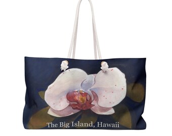Hawaiian White Orchid Weekender Bag with types