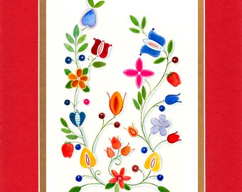 Anishinabe Floral 1 - 8"x10" Double matted archival prints entirely made by Native American Artist Daniel Ramirez