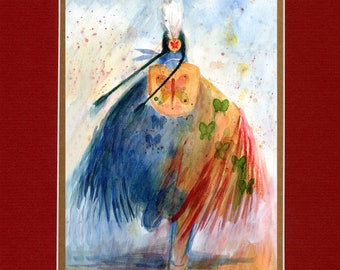 Butterfly Woman - Large Double matted archival prints 16"x20"  by Native American Artist Daniel Ramirez