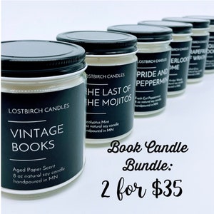 Book Candle Sale Book Inspired Scented Soy Candles soy candle book lover bookish candles book candles holiday candle image 1