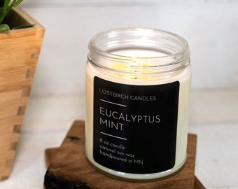 Eucalyptus Mint Candle - 8oz Non-Toxic Soy Jar Candle