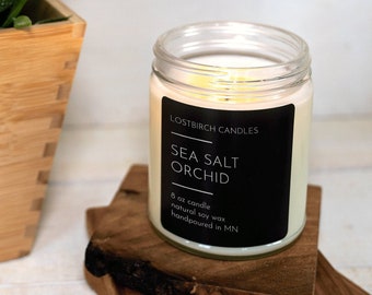 Sea Salt Orchid Candle -Jar Candle - Scented Jar Candle - Fall Candle - Summer Candle - Non-Toxic Soy Candle - Fresh Flowers