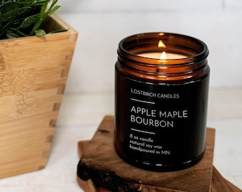 Fall Candle | Amber Jar Candle | Soy Candles | Fall Candles | Apple Maple Bourbon Candle | Autumn Candle | Fall Decor | Thanksgiving Candle