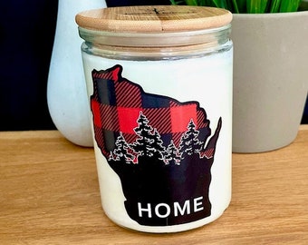 Wisconsin Candle - HOME - Wisconsin Gift - soy candle - Pick Your Scent- vegan candle