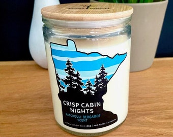 Minnesota Candle - Crisp Cabin Nights - Minnesota Gift - Man Candle - Leather Musk - gifts under 25 - Minnesota Nice - MN Funny